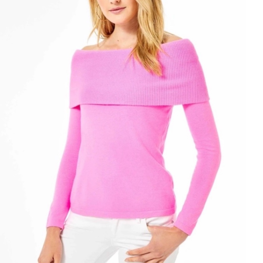 LILLY PULITZER Christin off the shoulder sweater in Prosecco Pink